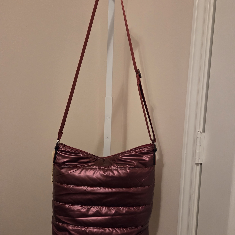 Red Quilted Crossbody Bag with Glossy Finish - Picture 2 of 6